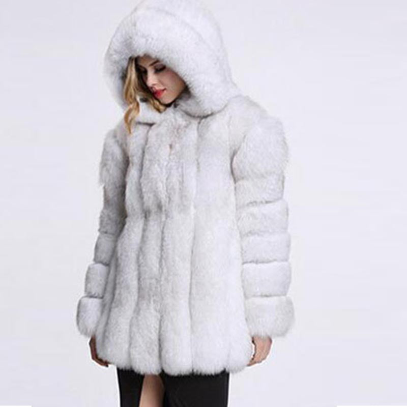Hooded fluffy faux fur coats-CALLISTARI