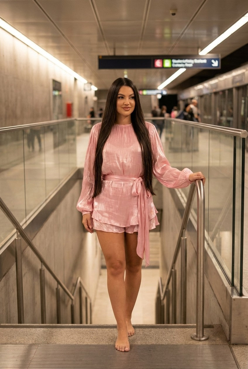 Blush Breeze Satin Lounge Set