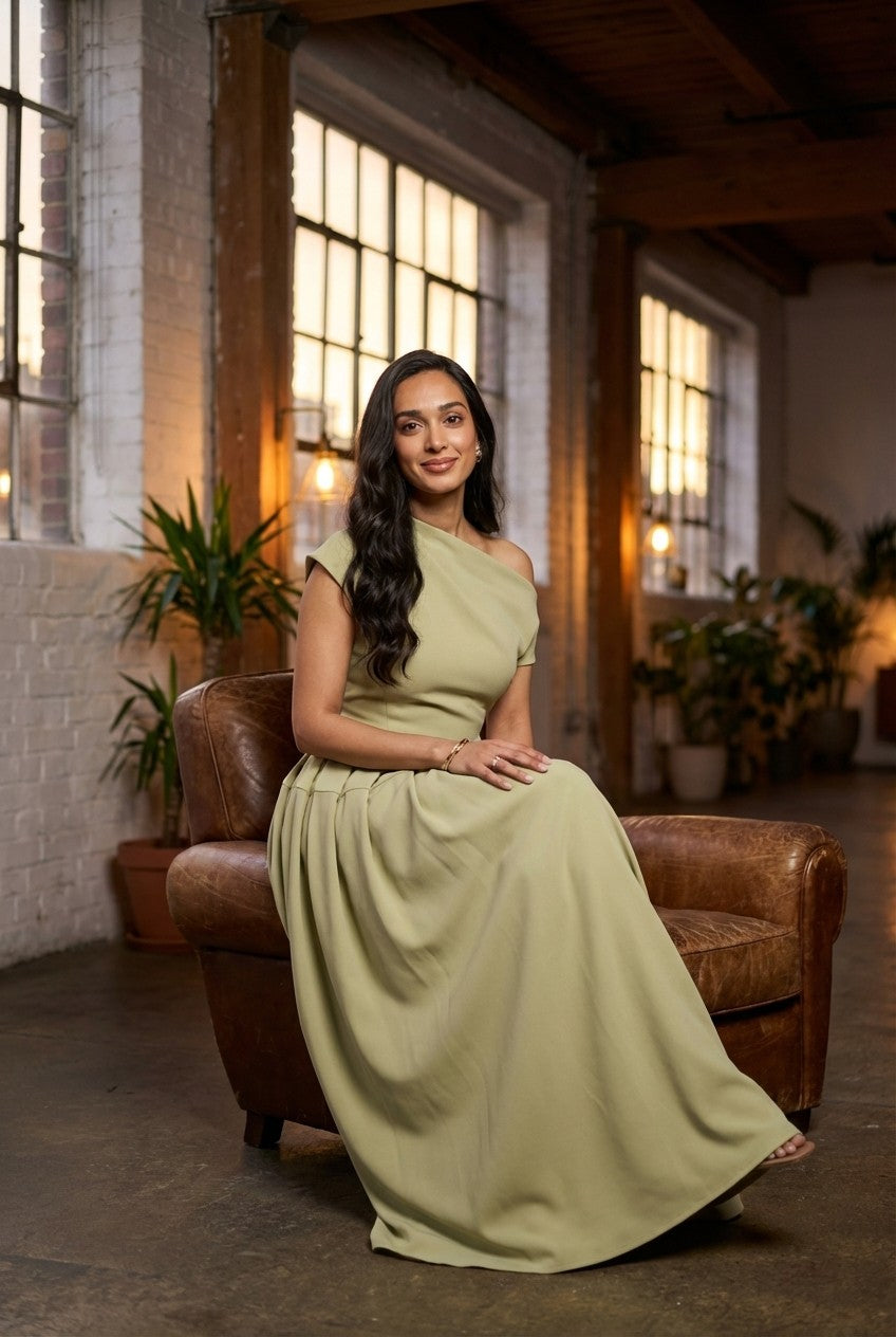 Sage Poise Evening Dress