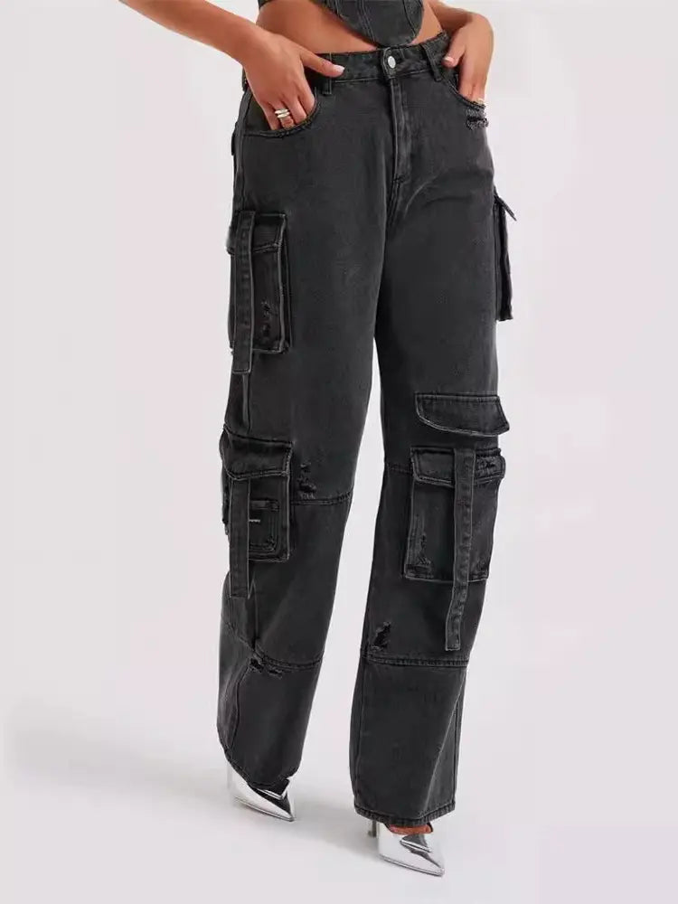 Low-Waist Pocket Jeans-Massicos