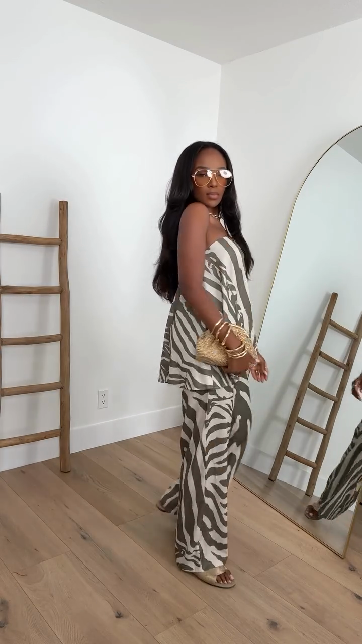 Zebra Print Strapless Two - Piece Set