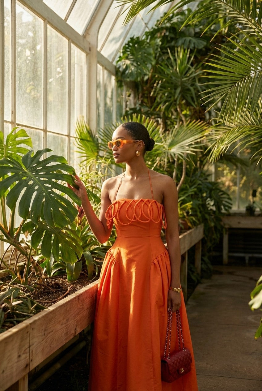 Valora Sculptural Halter Midi Dress