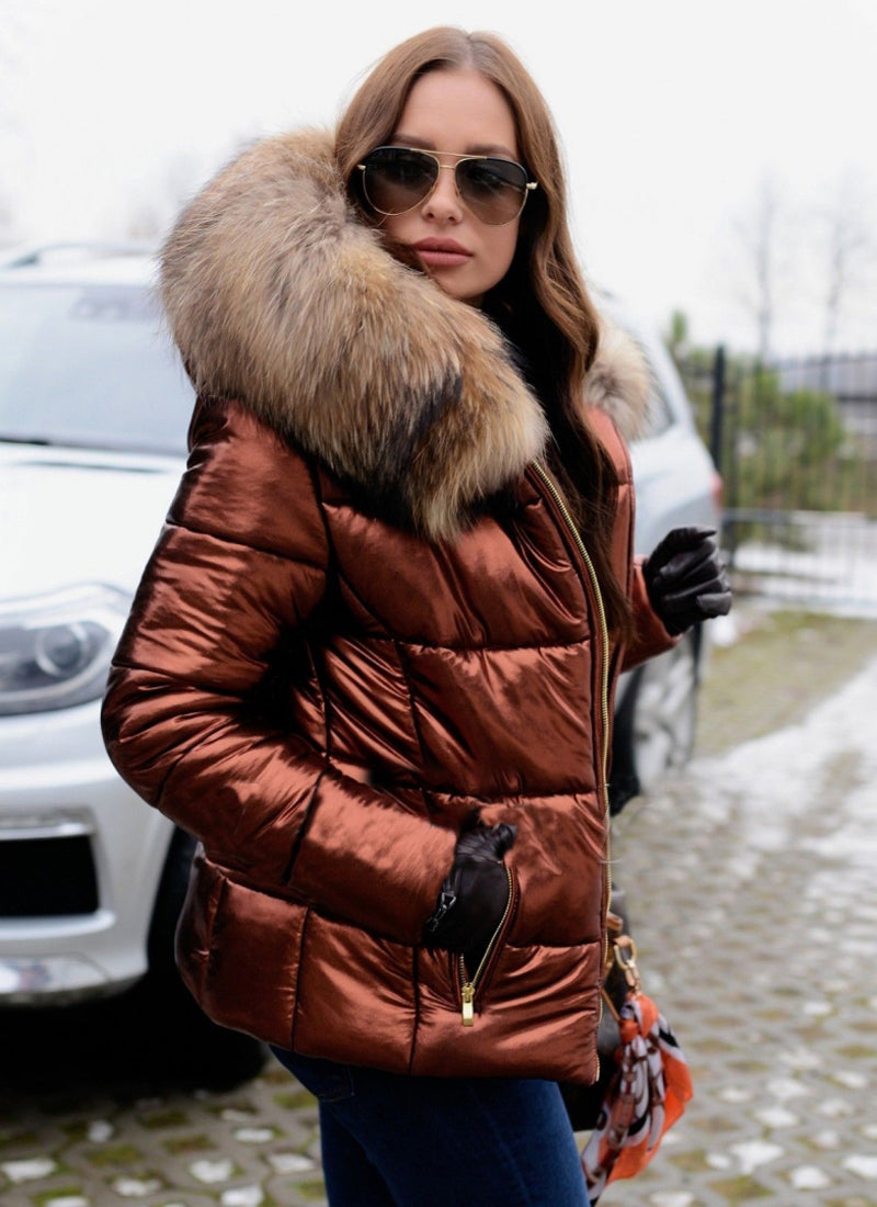 Trafni Womens Down Jacket Vintage Big Fur Collar Warm Hooded Quilted Puffer Coat Outwear S-XXXL-Massicos