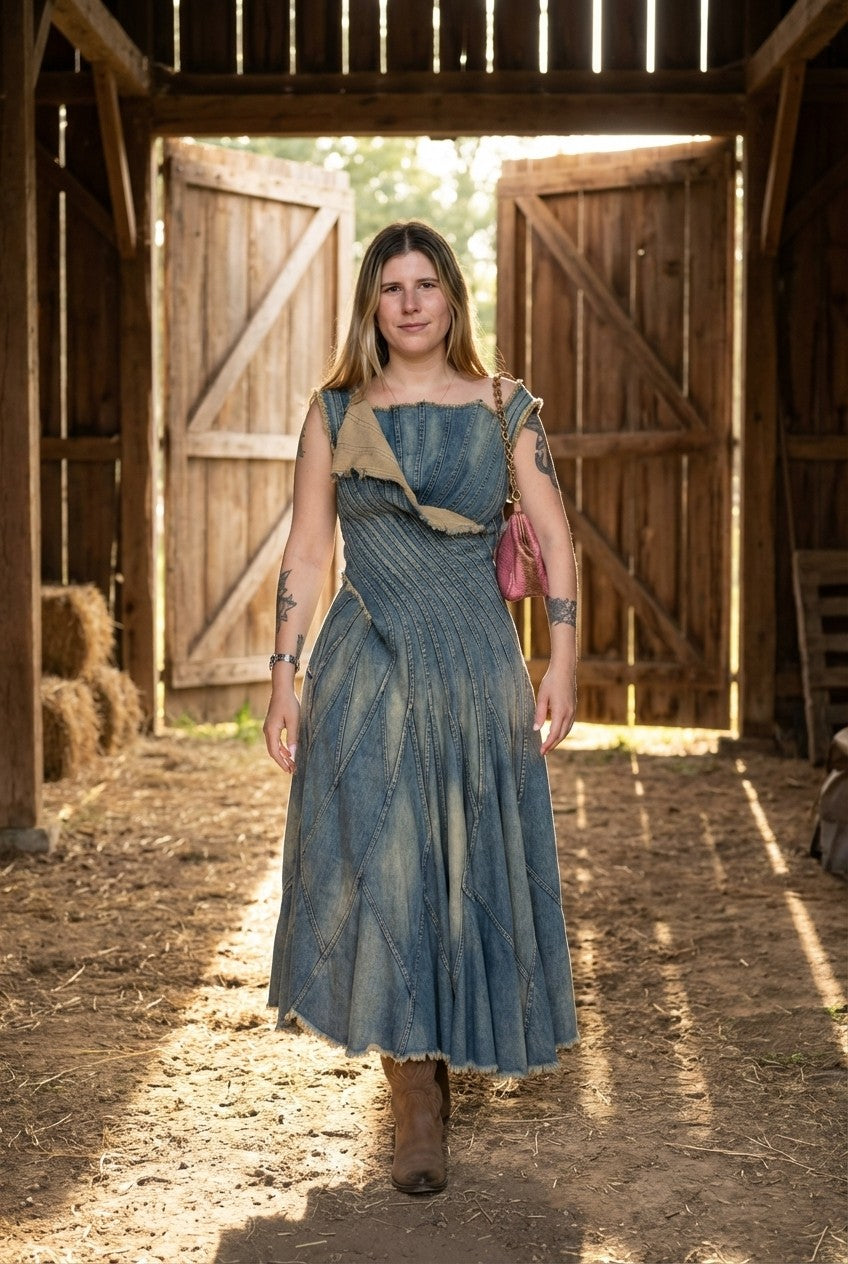 Indigo Sculpted Denim Dress