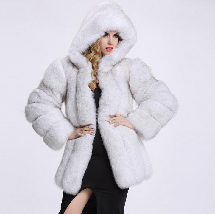 Hooded fluffy faux fur coats-CALLISTARI