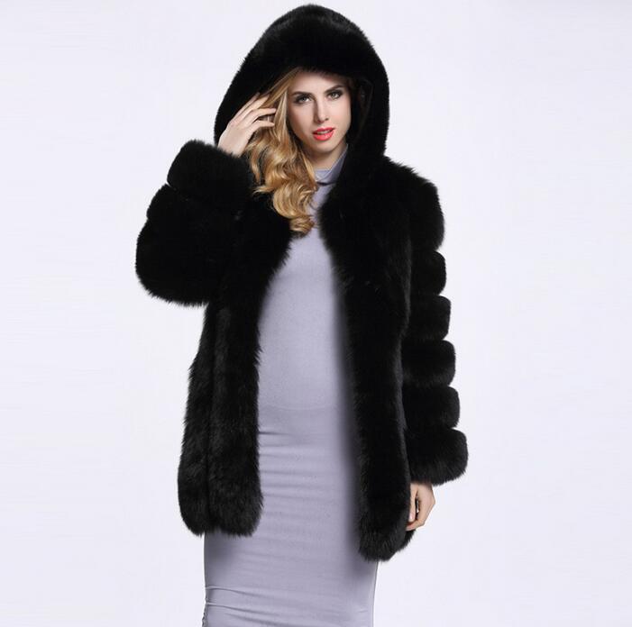 Hooded fluffy faux fur coats-CALLISTARI