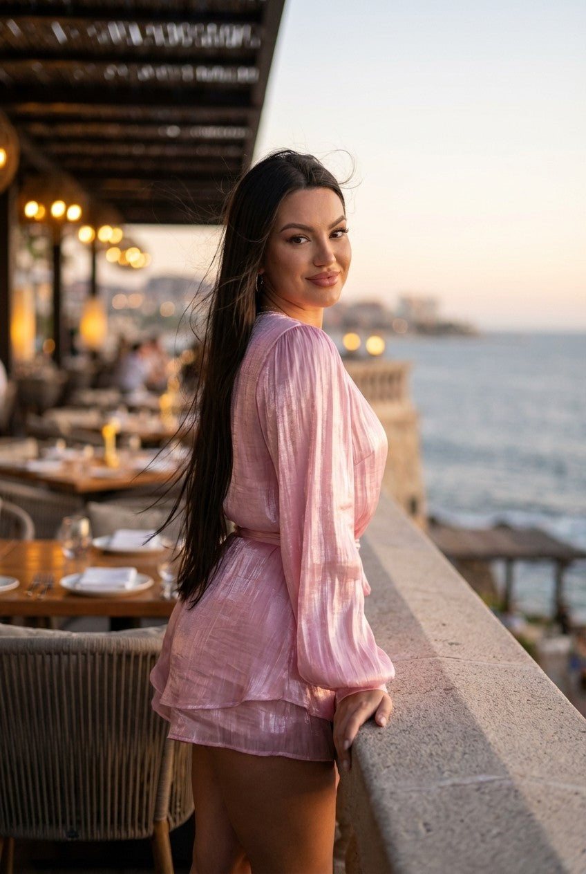 Blush Breeze Satin Lounge Set