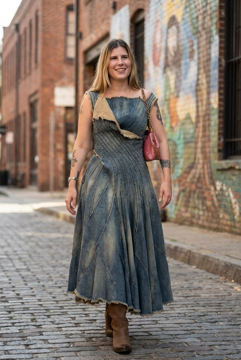 Indigo Sculpted Denim Dress