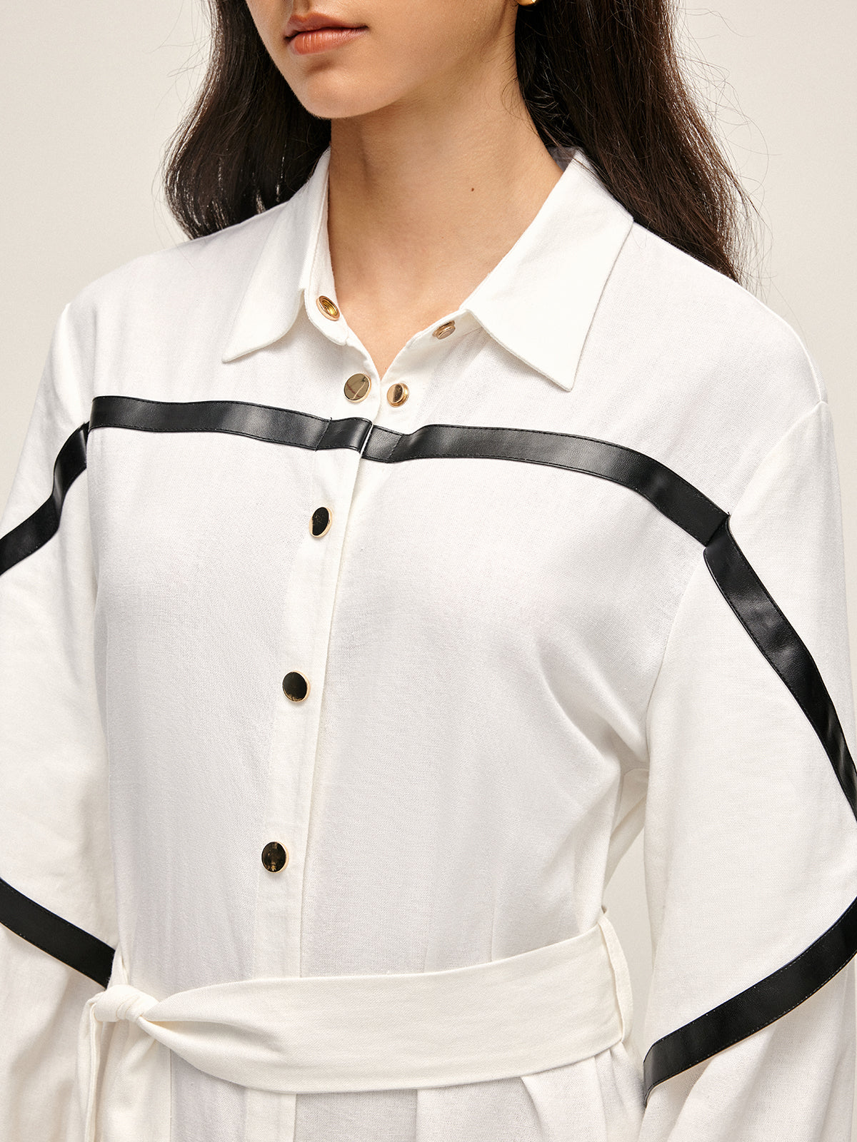 Cotton & Linen Belted Trench Coat-Massicos