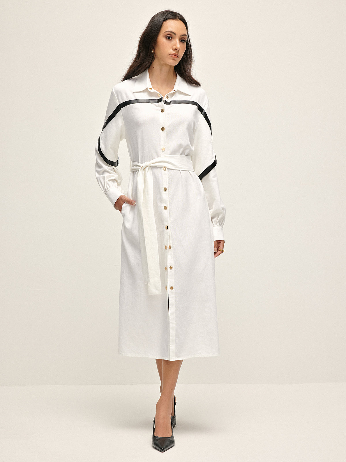Cotton & Linen Belted Trench Coat-Massicos