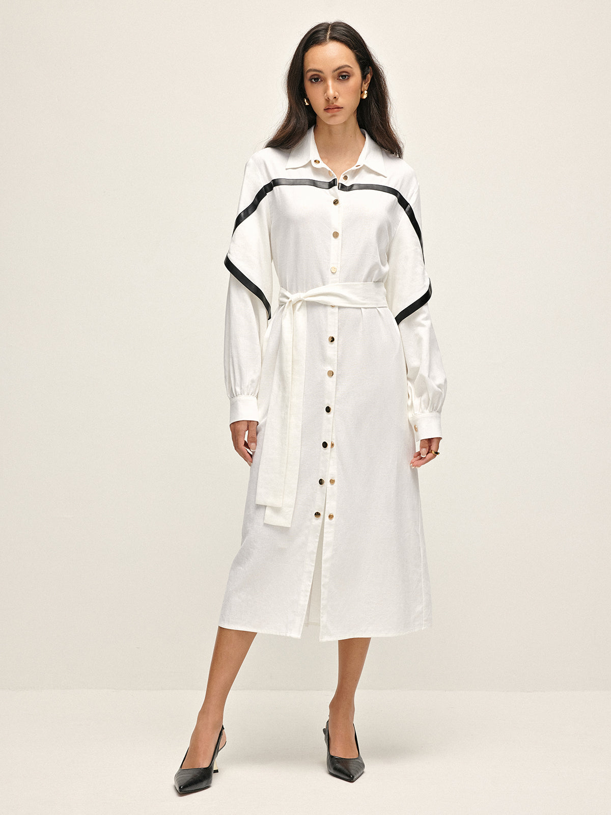 Cotton & Linen Belted Trench Coat-Massicos