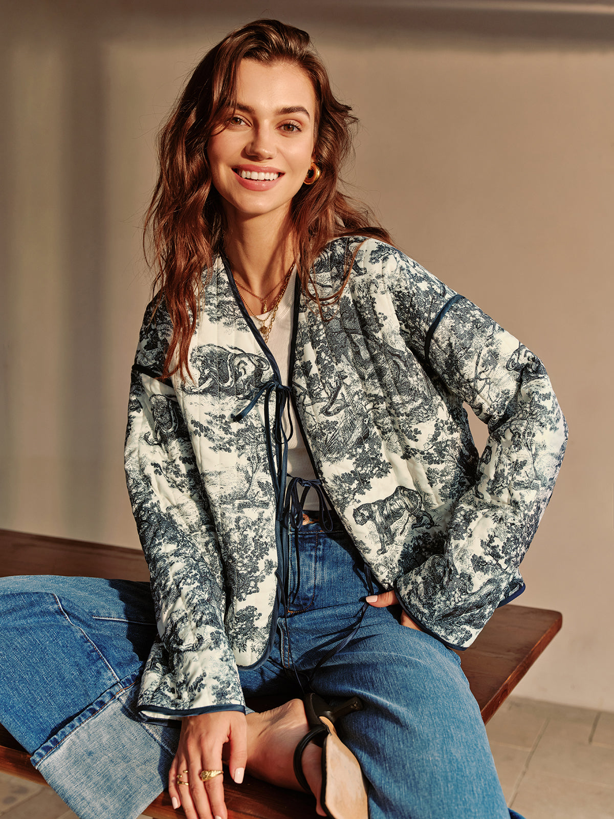 Vintage Contrast Piping Tie Winter Coat-CALLISTARI