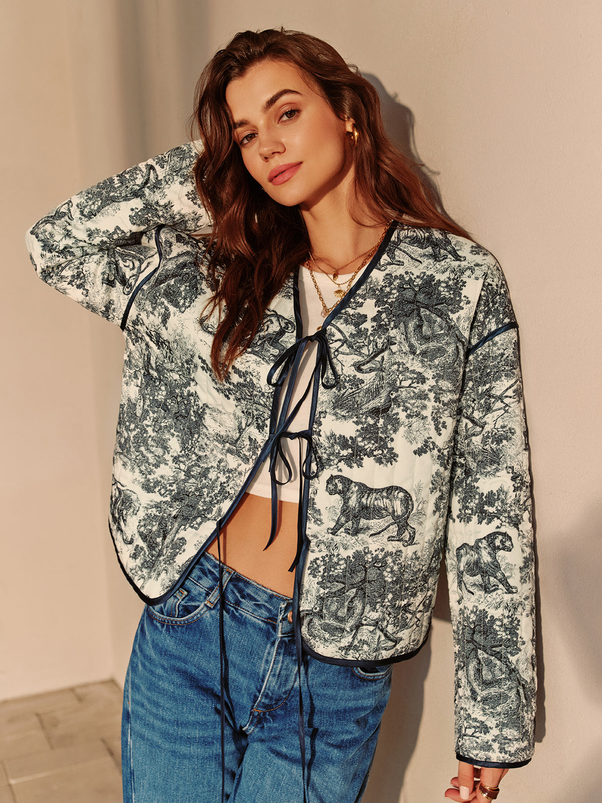 Vintage Contrast Piping Tie Winter Coat-CALLISTARI