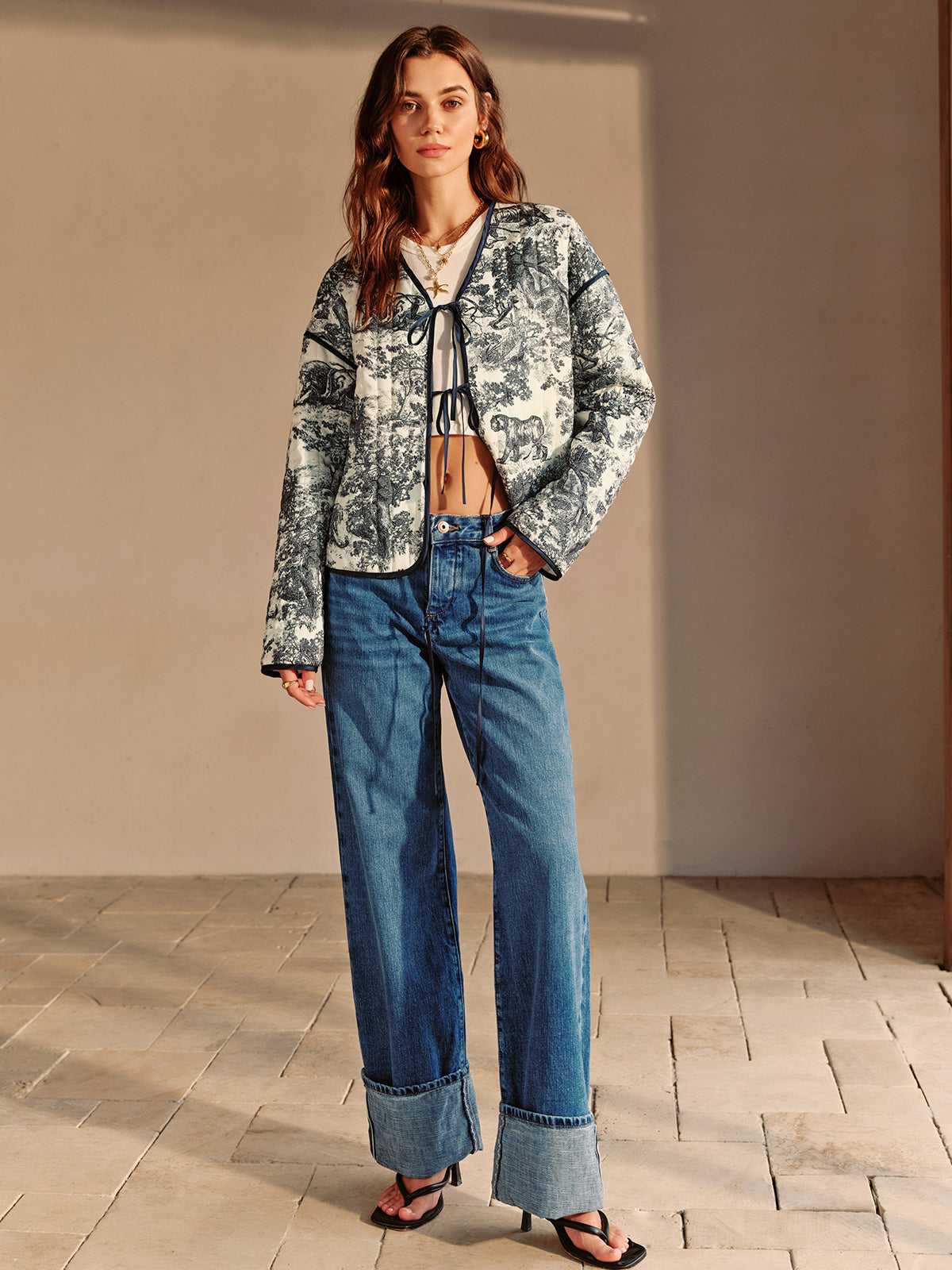 Vintage Contrast Piping Tie Winter Coat-CALLISTARI