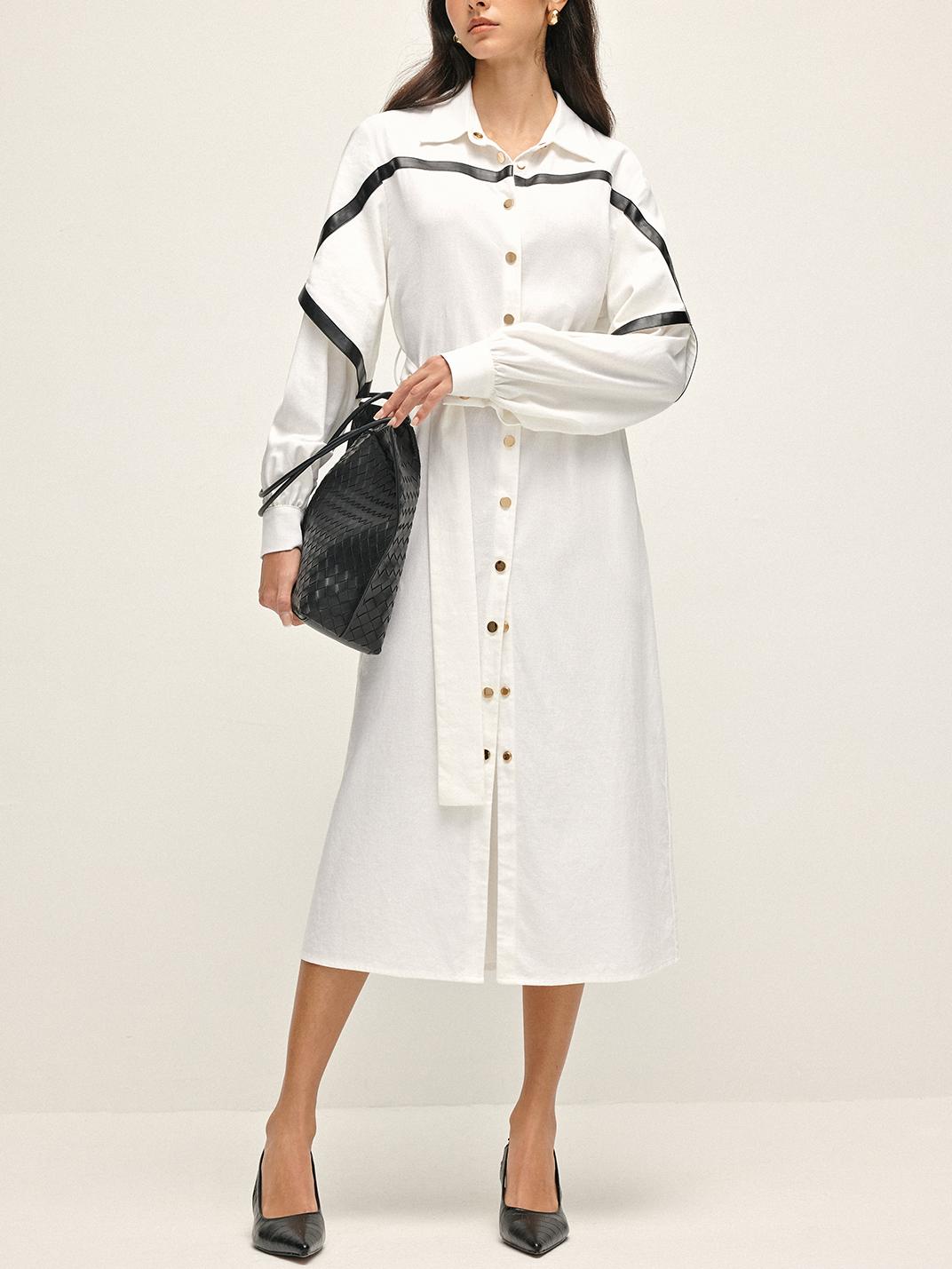 Cotton & Linen Belted Trench Coat-Massicos