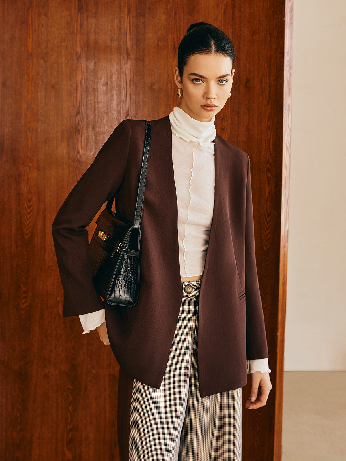 Utility V-Neck Blazer Without Belt-Massicos