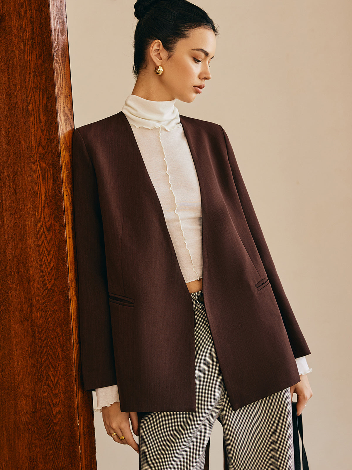 Utility V-Neck Blazer Without Belt-Massicos