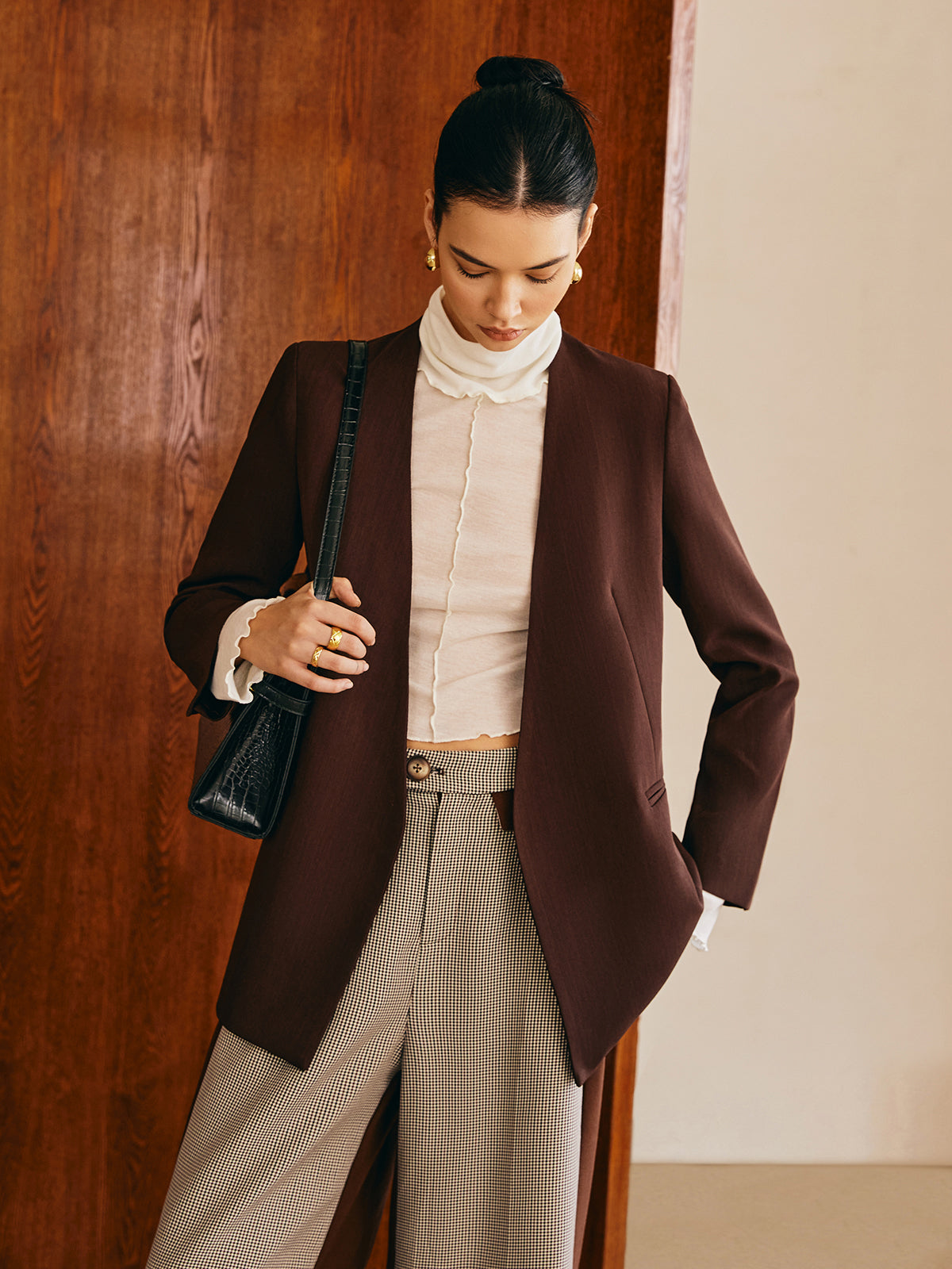 Utility V-Neck Blazer Without Belt-Massicos