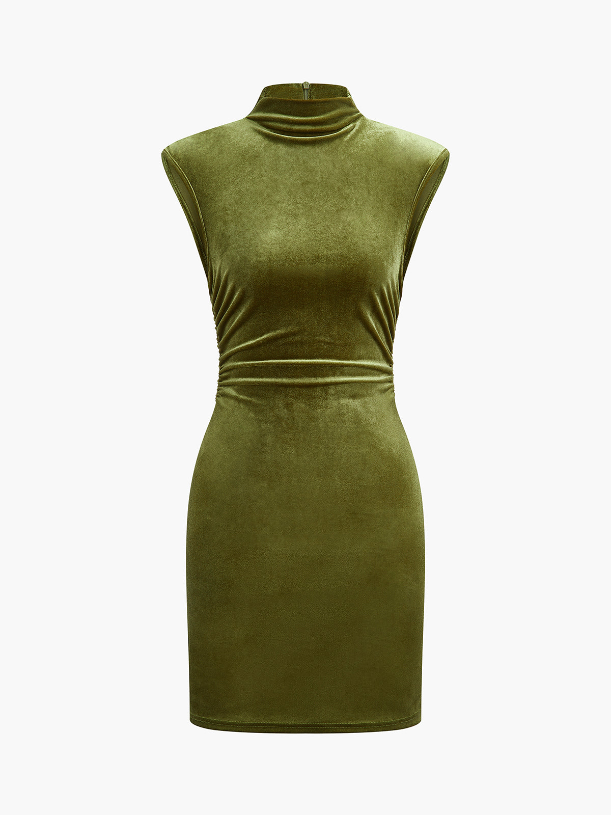 Mock Neck Sleeveless Velvet Dress-Massicos