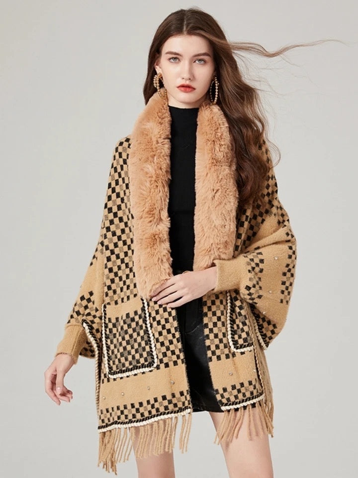 Faux Fur Mink Cashmere Tassel Capes - comes in three colours-CALLISTARI