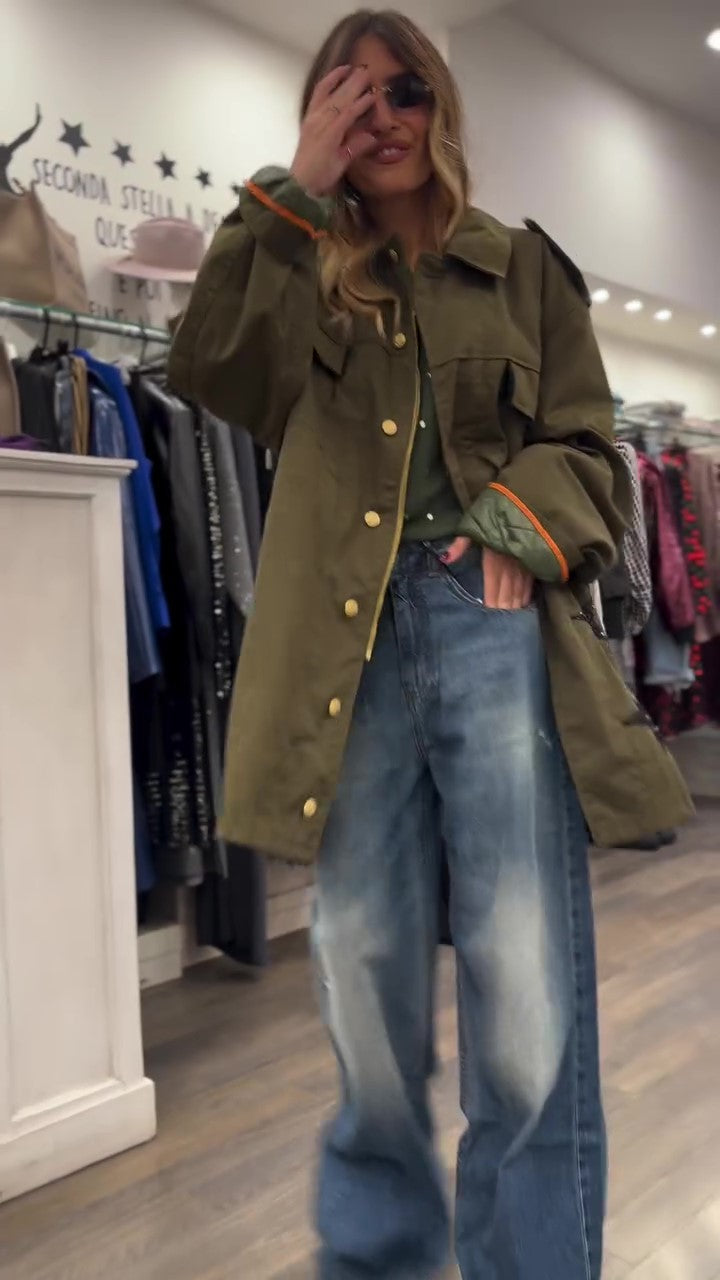 Fashion casual embroidered jacket withleopard print lining-Massicos