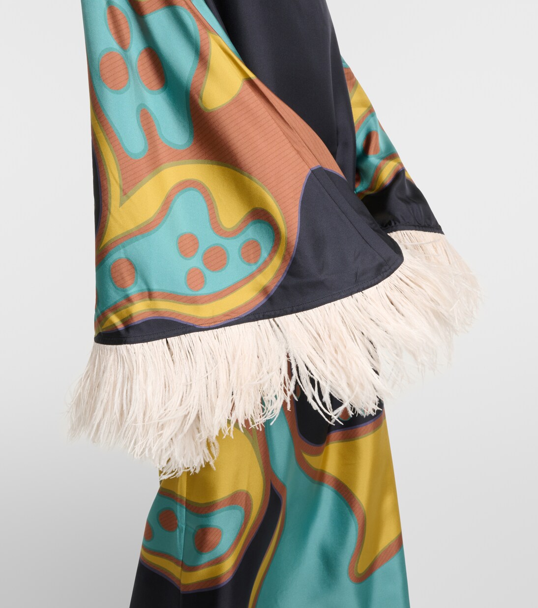 Opera feather-trimmed twill gown