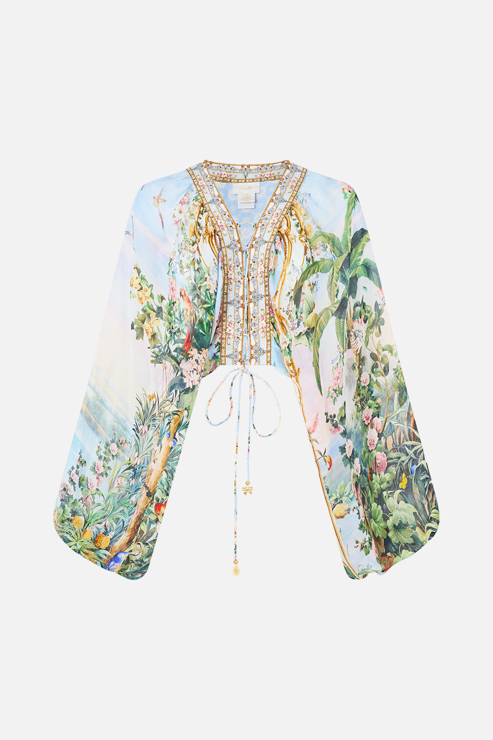 Light Blue Botanical Print Resort Skirt Set