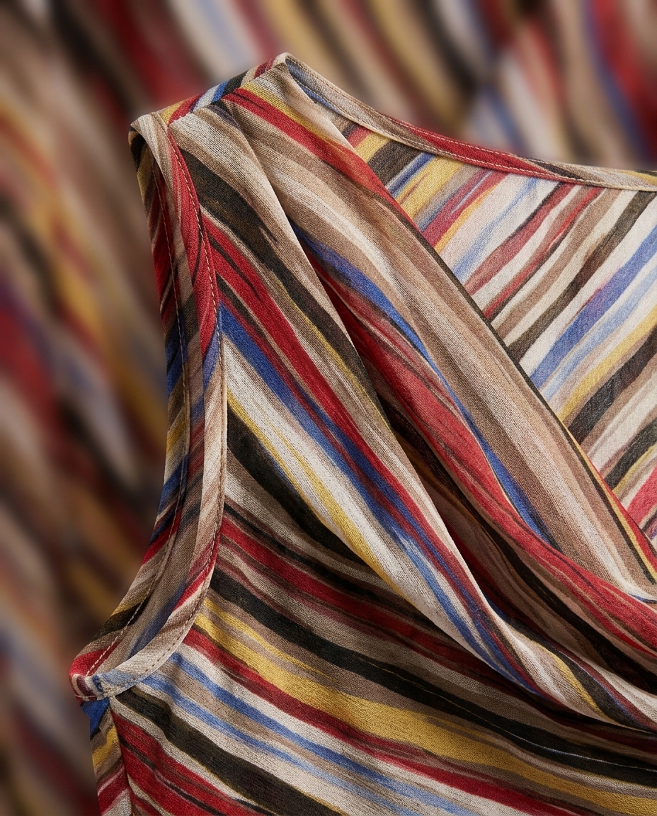 Multi-Color Refined Striped Midi Dress