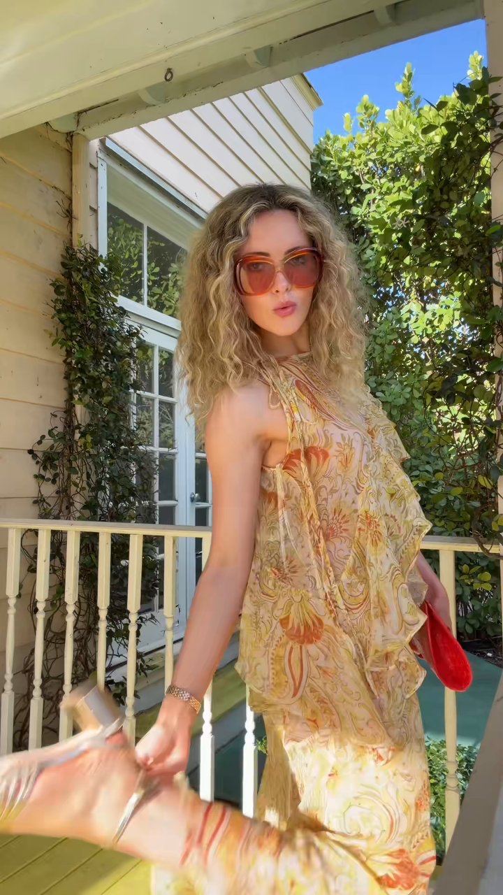 Golden Muse Ruffle Maxi Dress