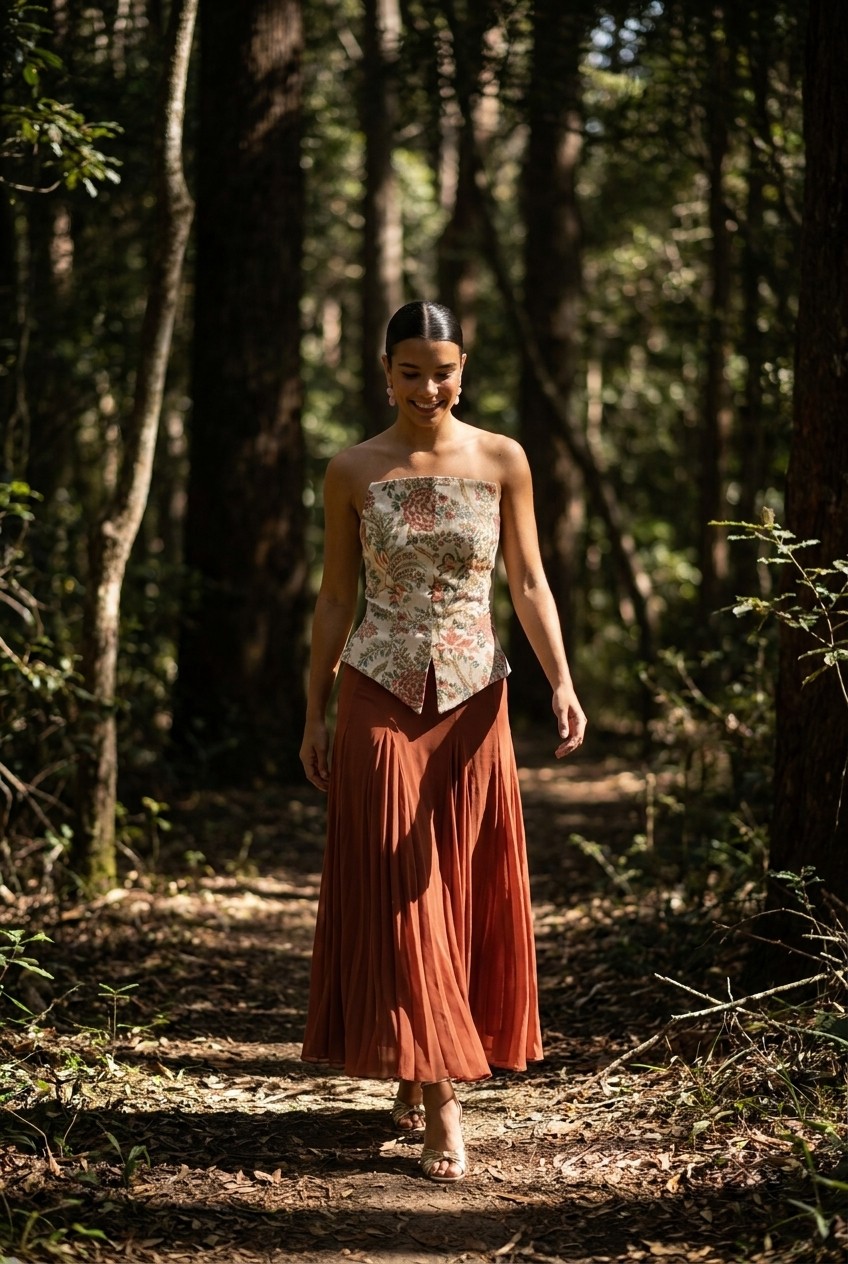 Floral Structured Peplum Hem Skirt Set