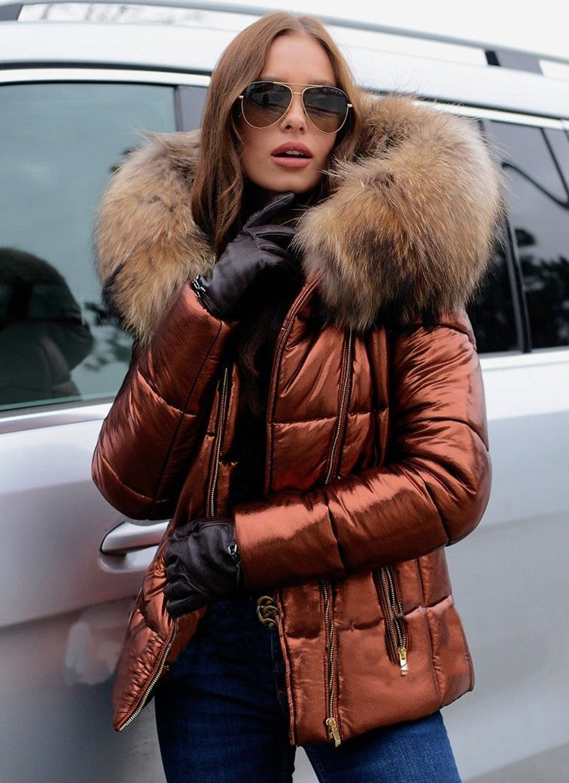 Trafni Womens Down Jacket Vintage Big Fur Collar Warm Hooded Quilted Puffer Coat Outwear S-XXXL-Massicos