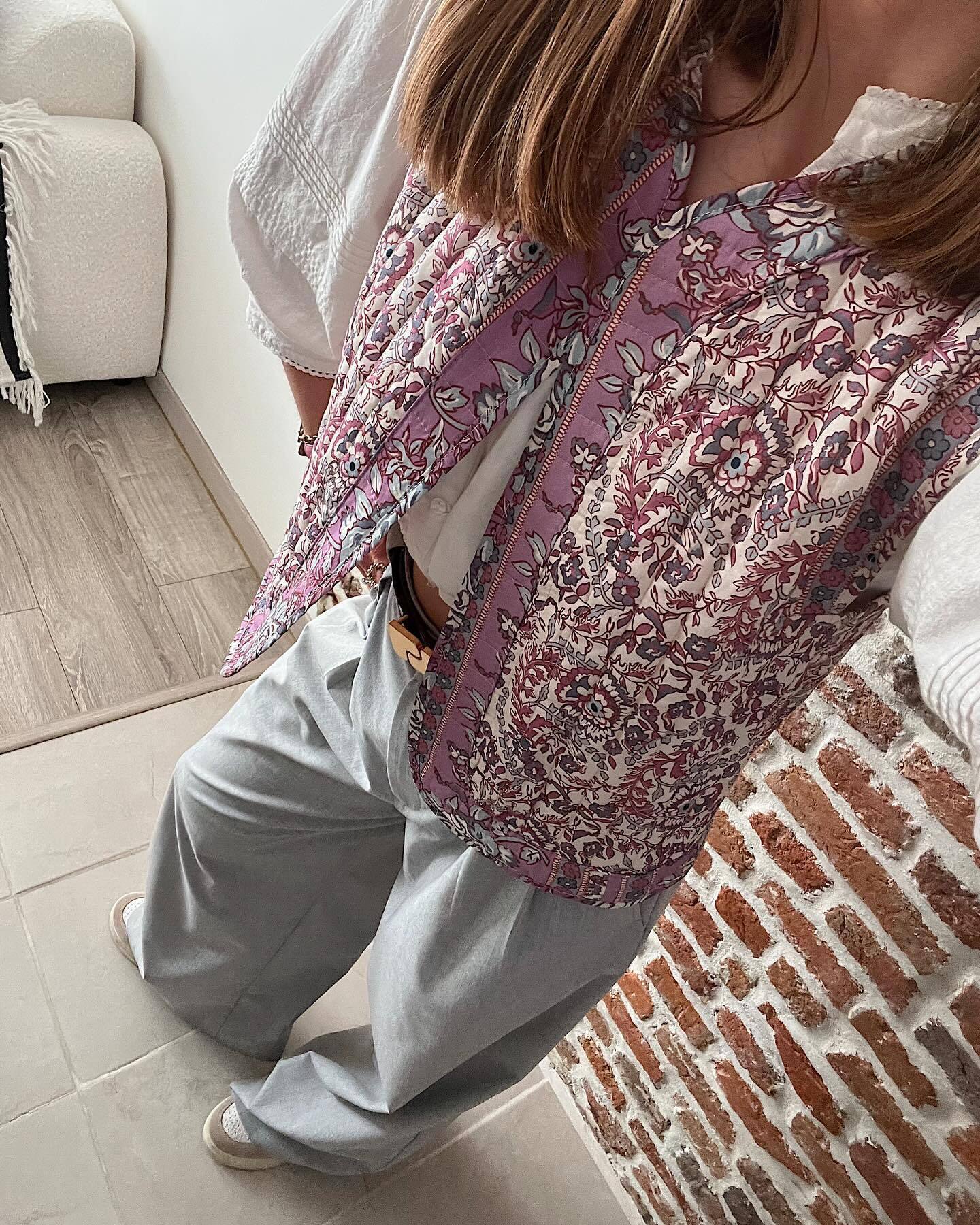 Ethnic Printed Quilted Waistcoat-Massicos