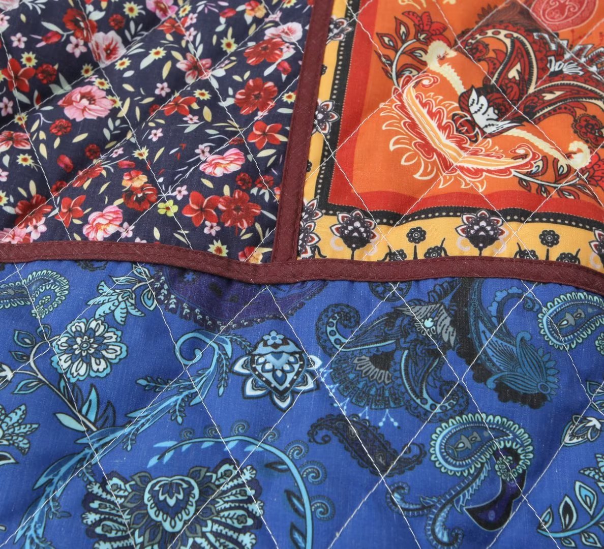 Ethnic Style Pattern Print Multi-Color Quilted Jacket-CALLISTARI