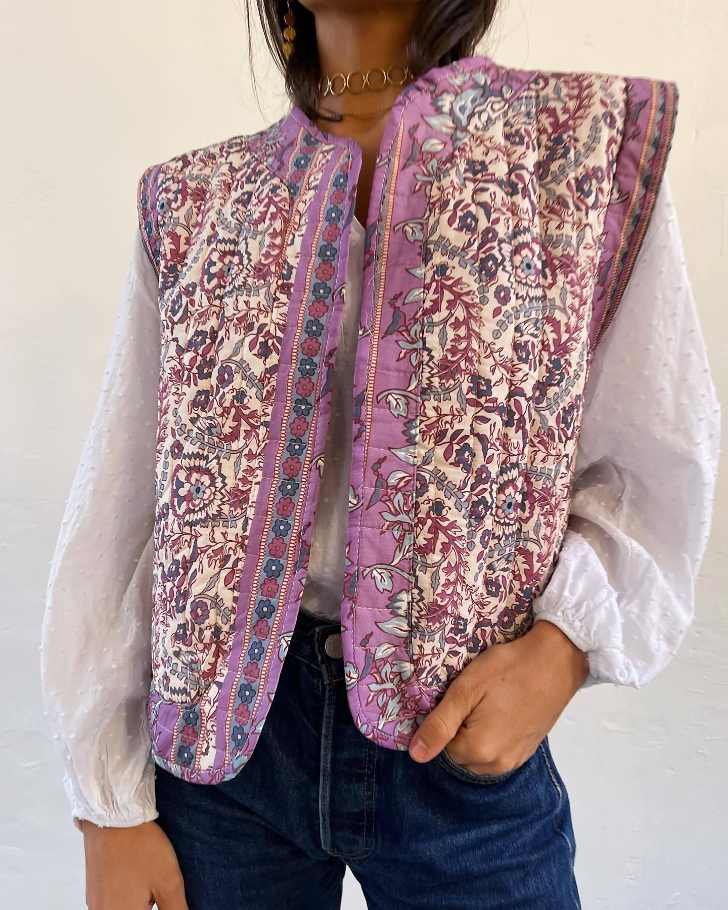 Ethnic Printed Quilted Waistcoat-Massicos