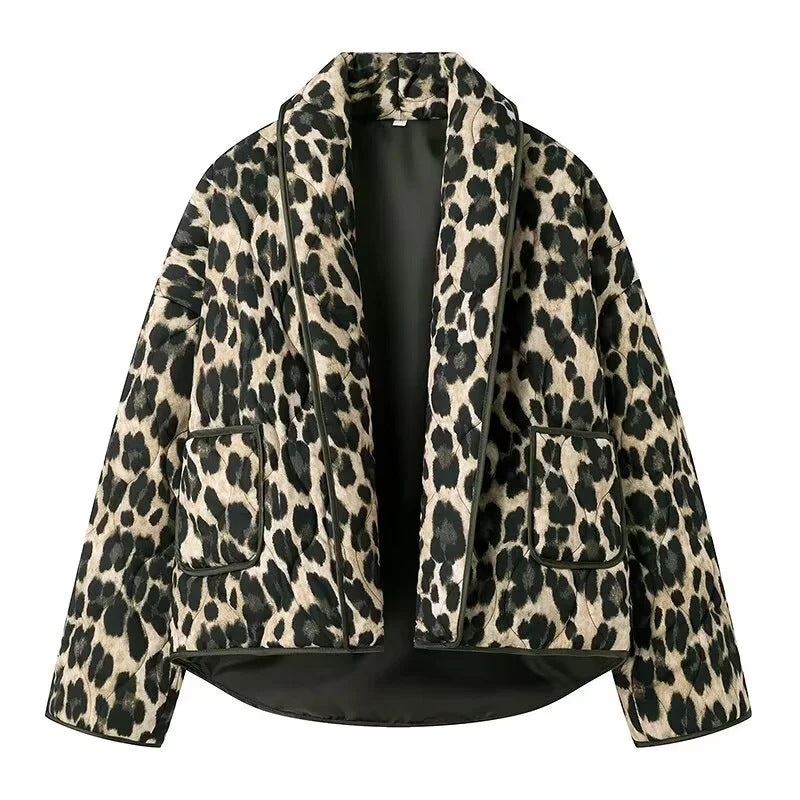 Leopard Print Quilted Jacket-CALLISTARI