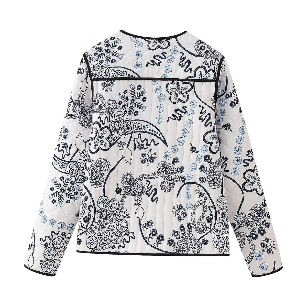 Ethnic Floral Print Quilted Jacket-CALLISTARI