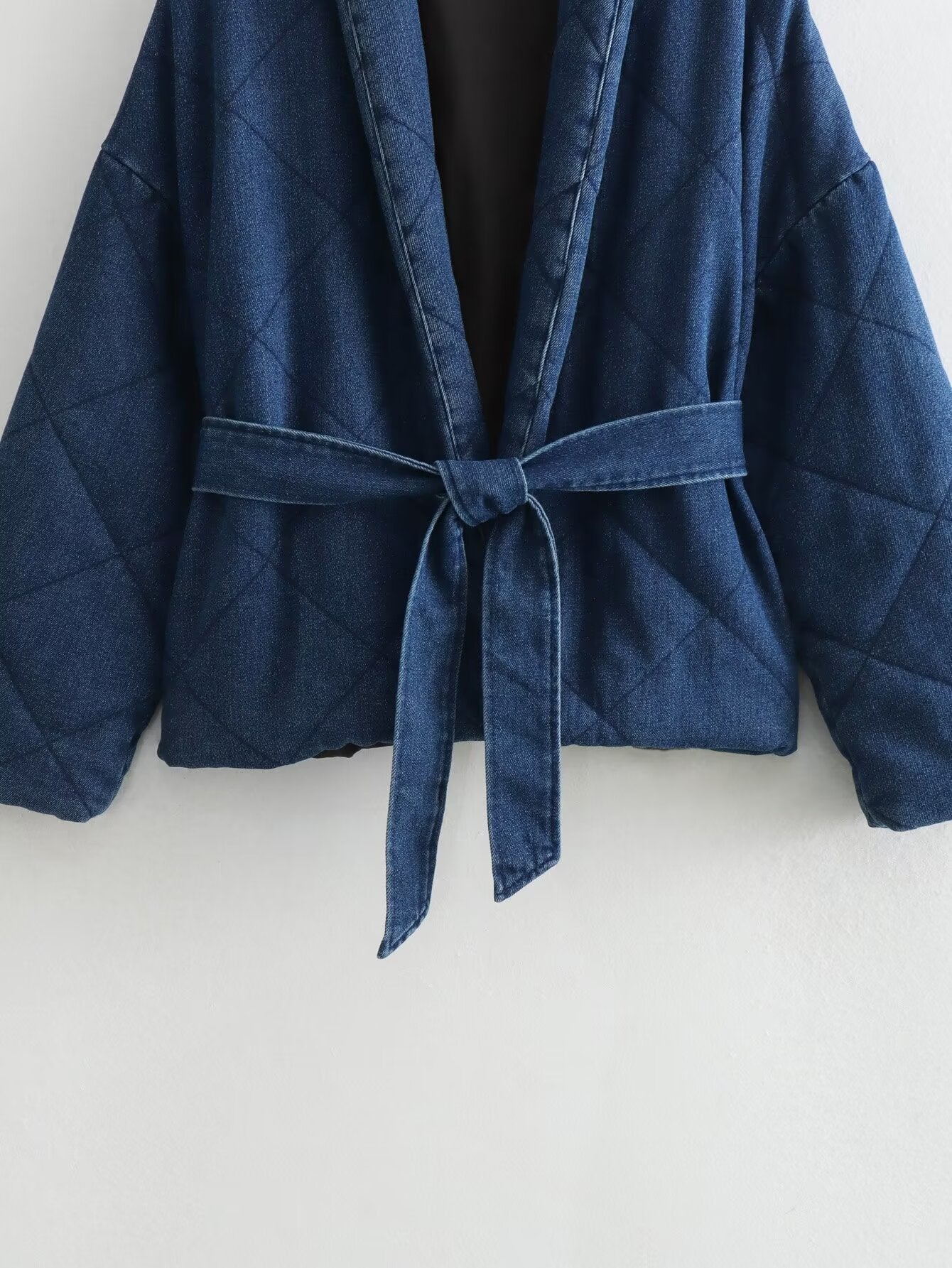 Denim Lace-Up Lapel Jacket-CALLISTARI