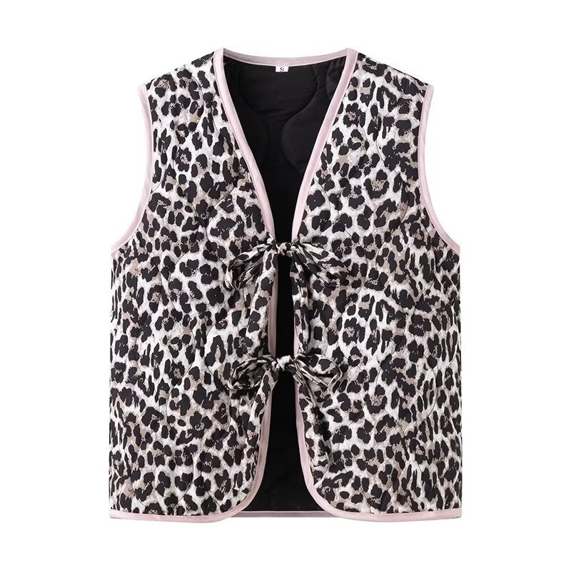 Leopard Print And Bow Waistcoat-Massicos