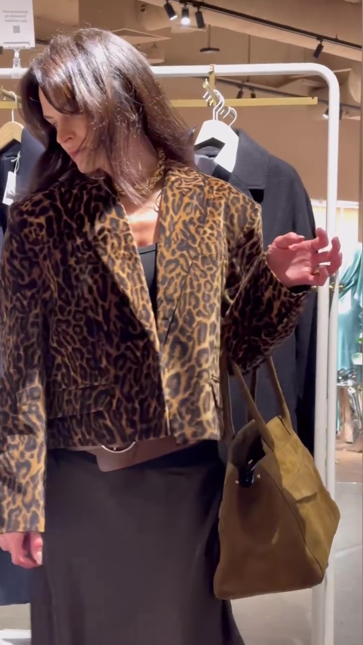 Designer leopard print short suit