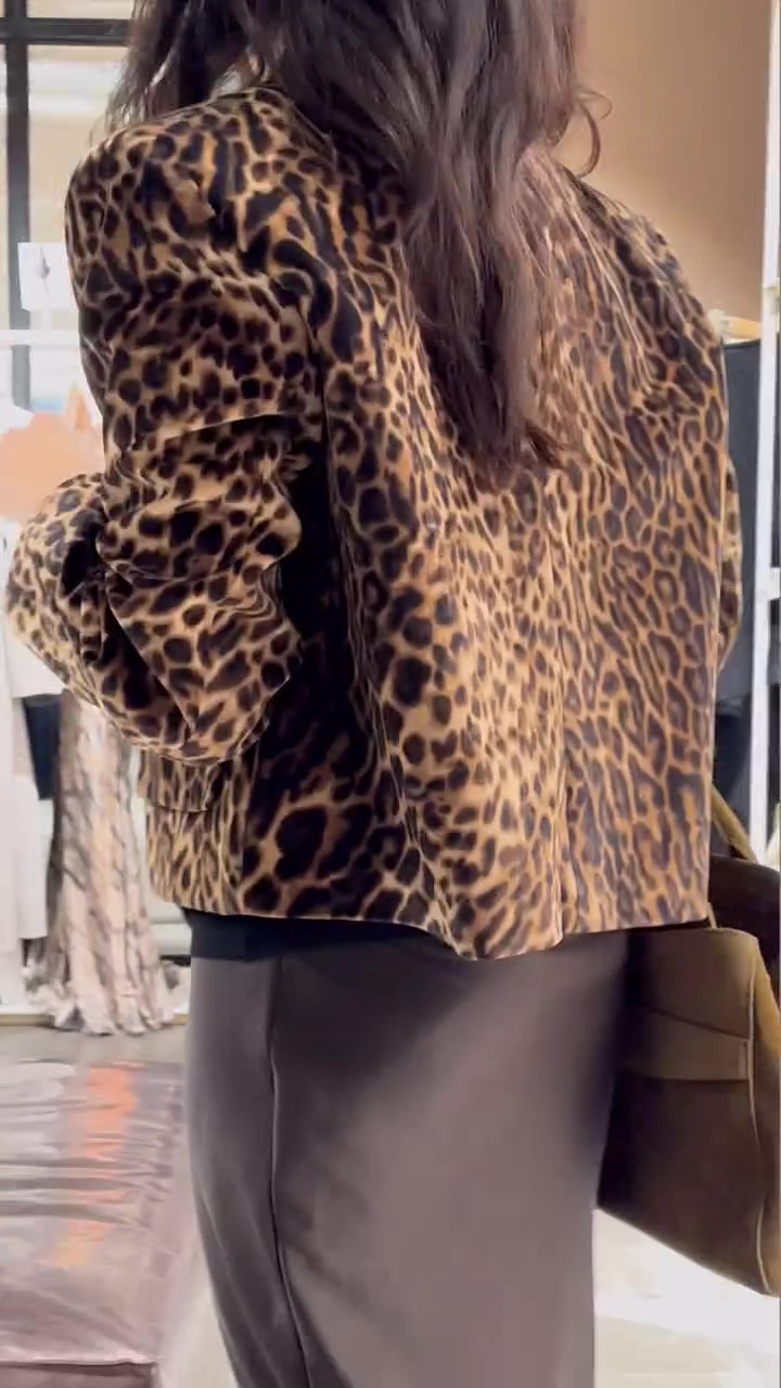 Designer leopard print short suit