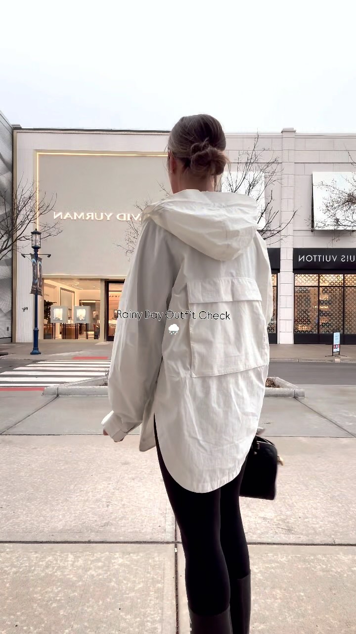 White Casual Hooded Pocket Worker Jacket