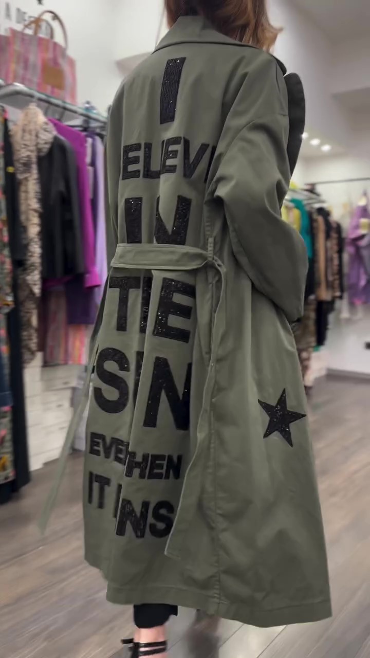 Designer monogram embroidered coat