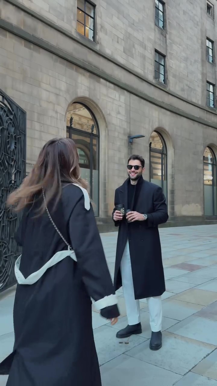 Designer color block oversized long coat