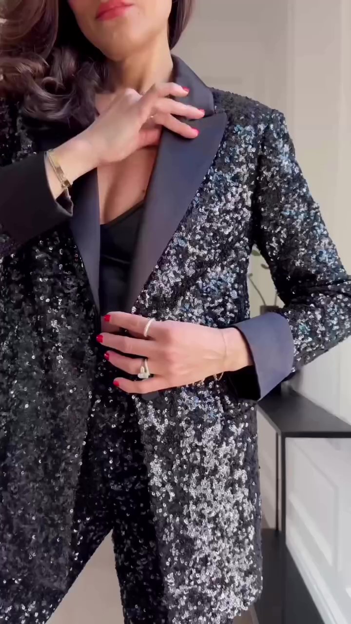 Designer black sequin embroidered suit
