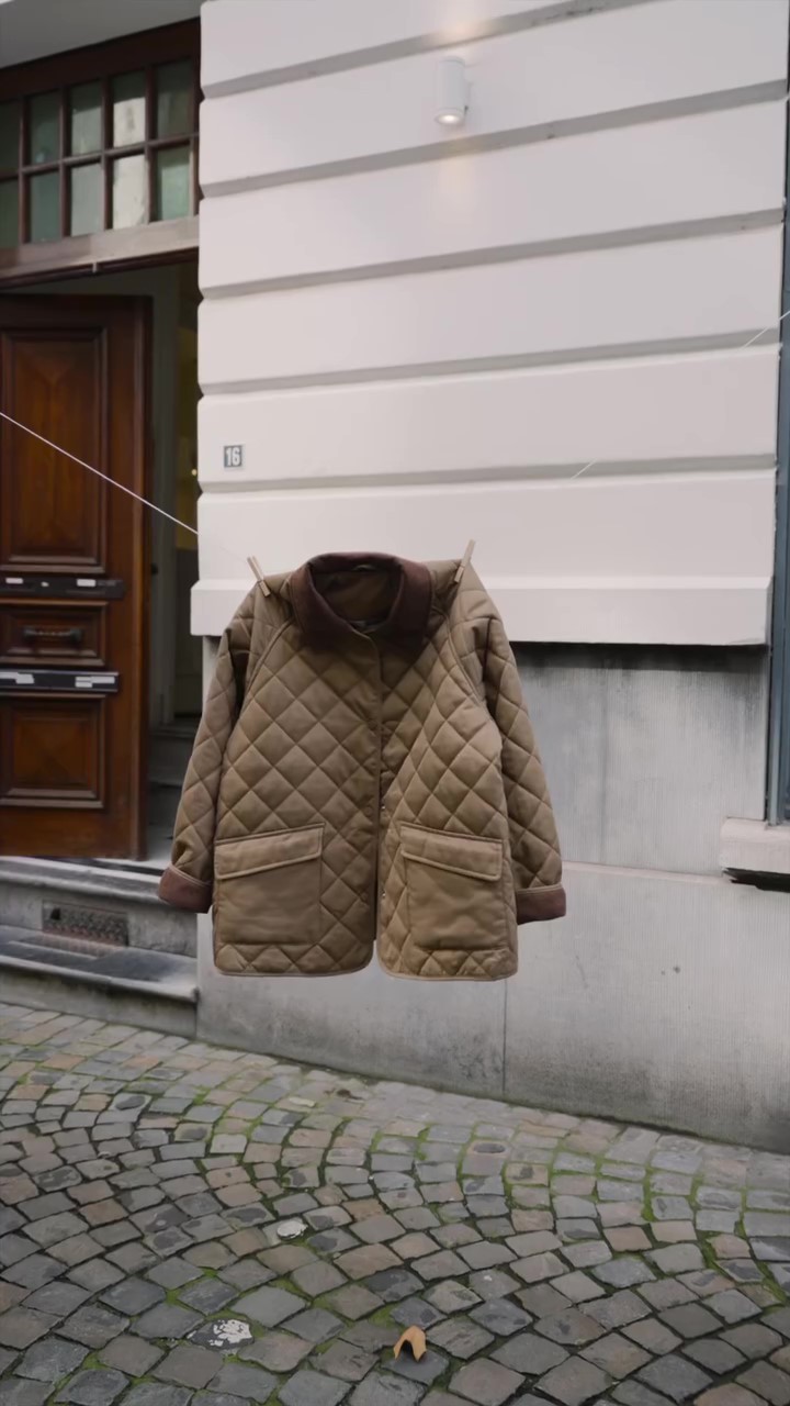 Earth color block cotton coat