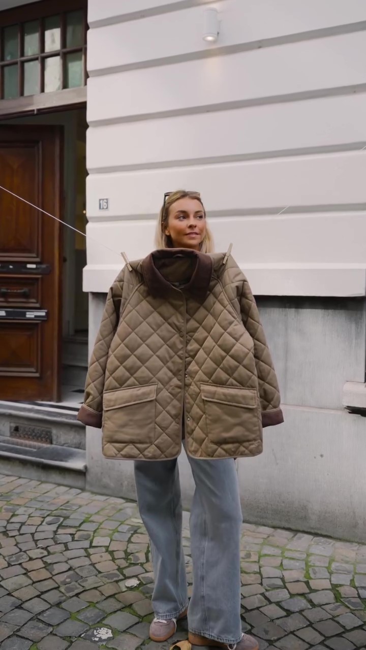 Earth color block cotton coat