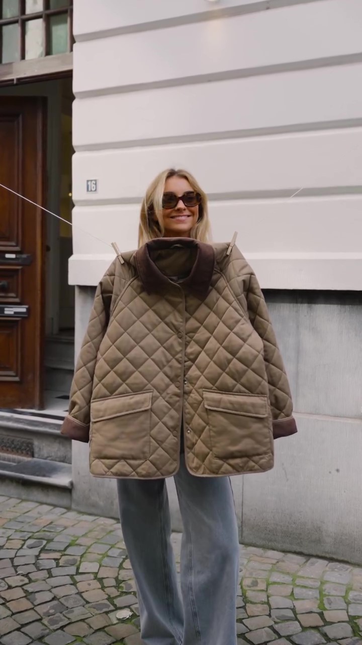 Earth color block cotton coat