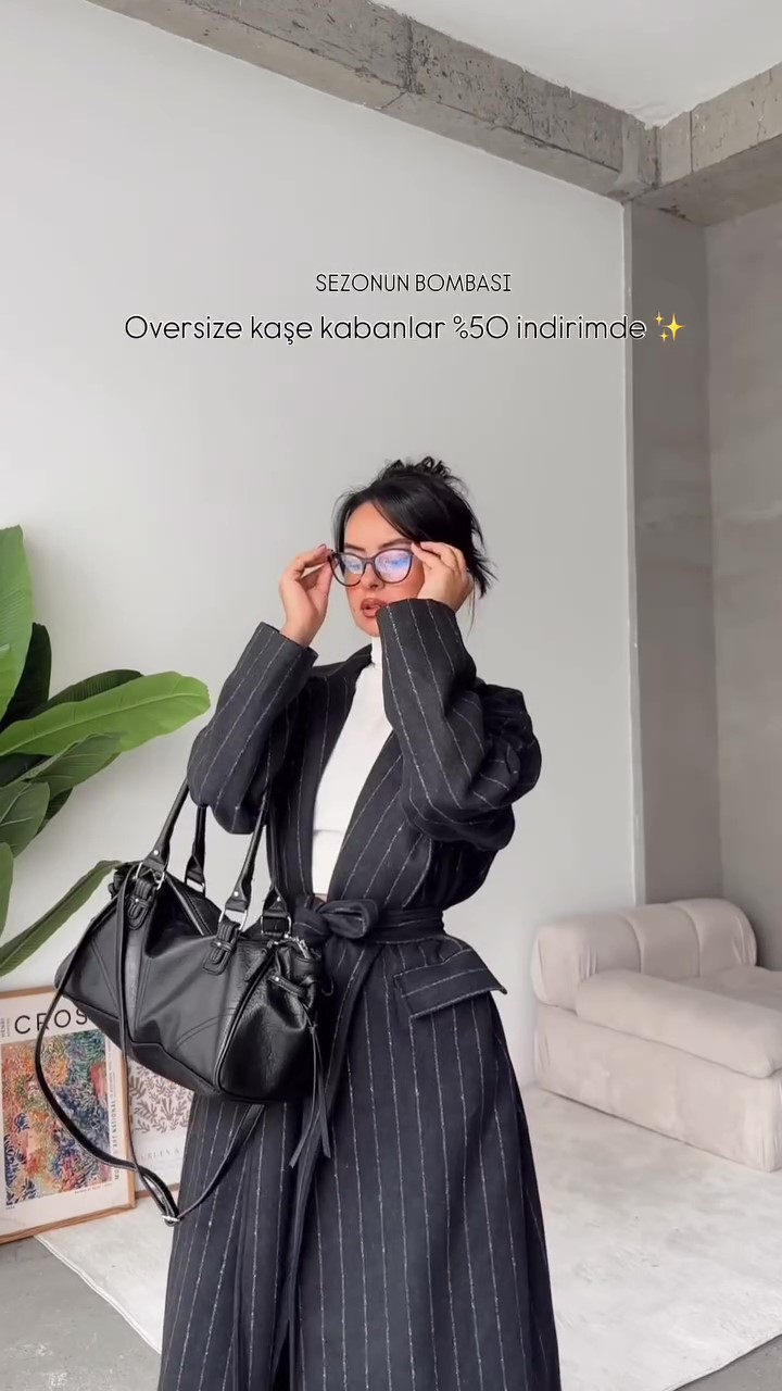 Designer classic striped winter coat