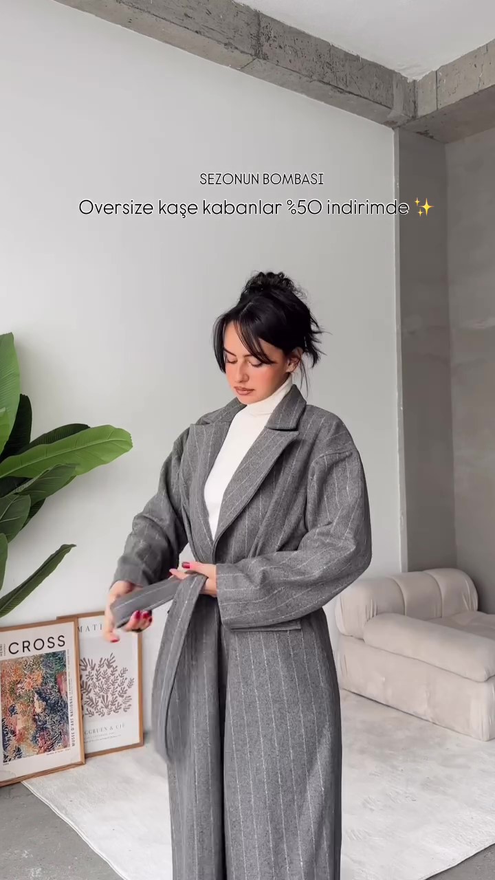 Designer classic striped winter coat