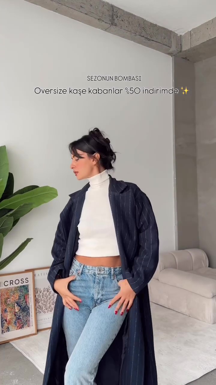 Designer classic striped winter coat